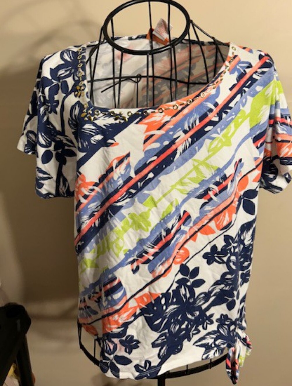 🍋‍🟩 size extra large womens tee shirt bling graphic striped t